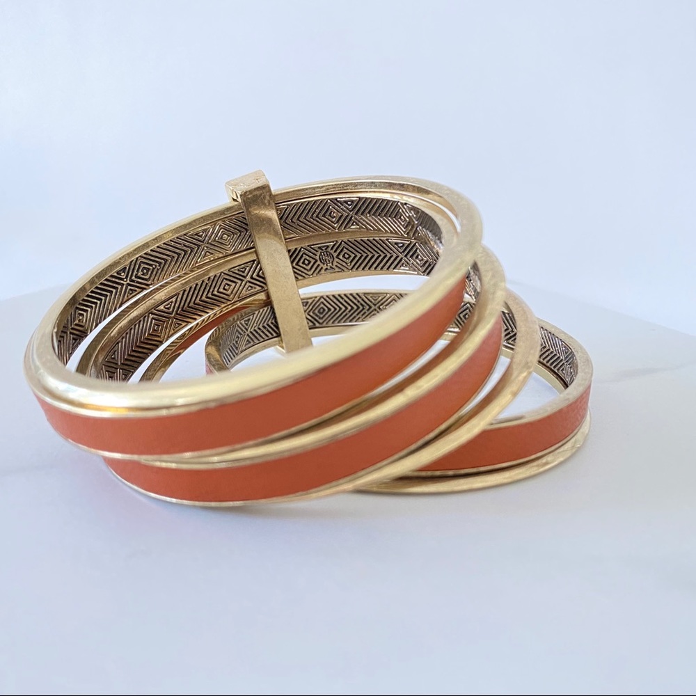 Orange Leather Gold Bracelet - House of Harlow